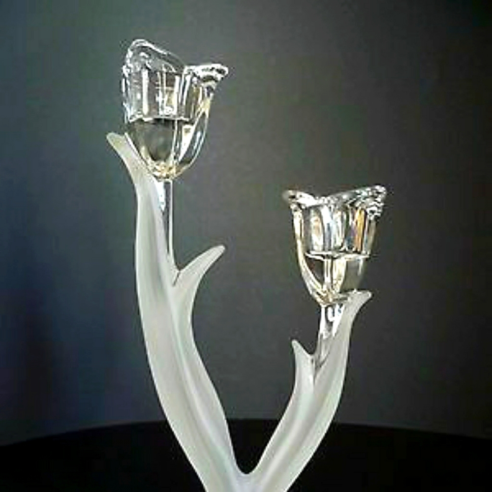 Mikasa two Arm Crystal Candle Holder